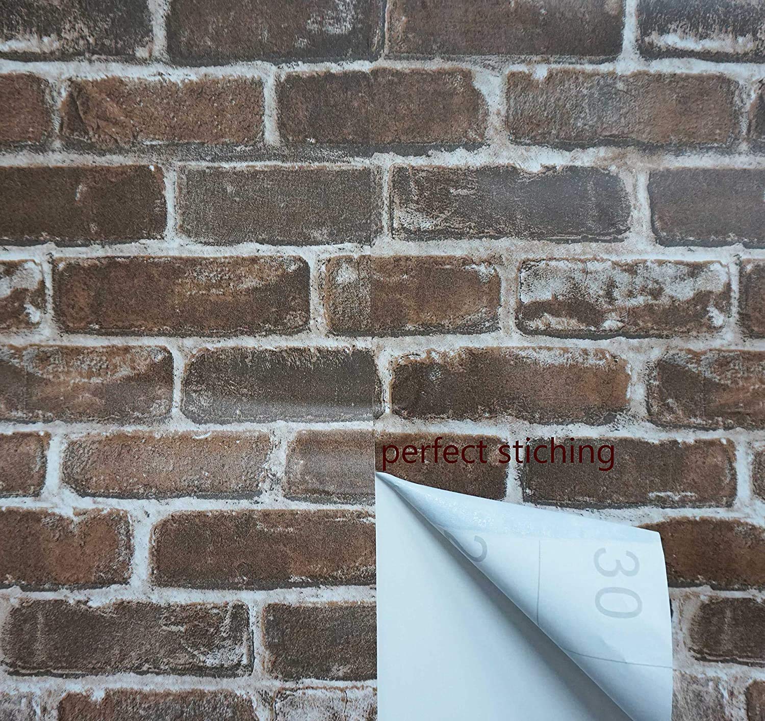 45x300cm Brick Wallpaper Brown Brick Effect Self Adhesive Peel and