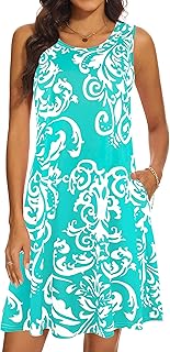 Summer Dresses for Women 2025 Casual Sundresses Beach Cover Ups Sleeveless Tshirt Swing Dress with Pockets - Buy now