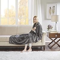 Beautyrest Heated Throw Blanket 60x70 Grey - Zero EMF, Fast Heat, 3 Settings, Auto Shut-Off, UL Certified, Machine Washable