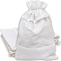 Vista 28 de 12 paquetes de grandes bolsas de regalo de arpillera de lino y organza con cordones (16.5x21.5 cm, beige/plata de lunares) - Favores de fiesta