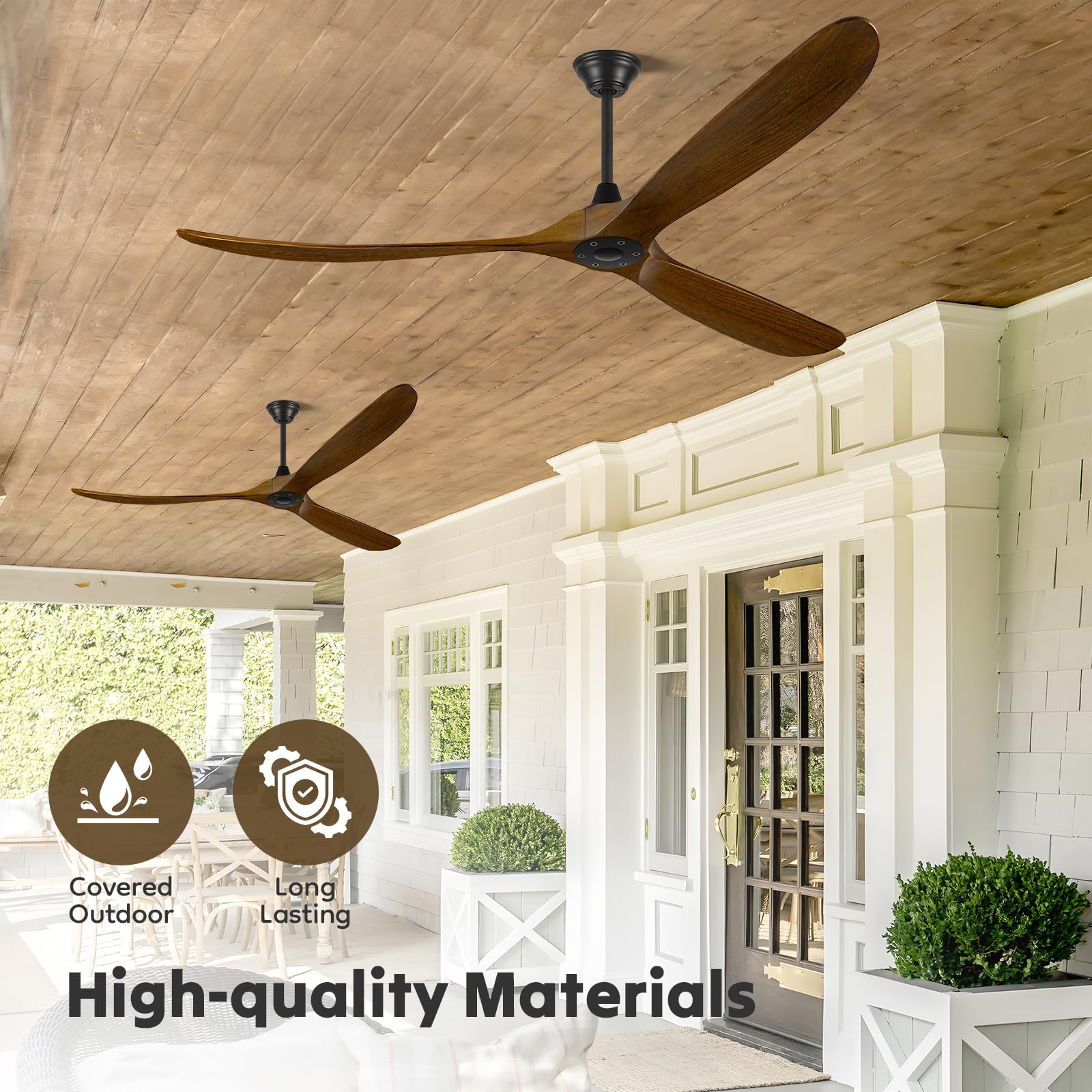 Ventilatore da soffitto in legno da 52 pollici con telecomando, moderno ventilatore da soffitto a 6 marce, 3 fogli, motore DC reversibile, ventilatore da soffitto per interni ed esterni