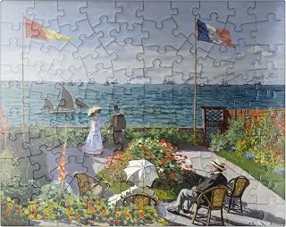 MyPuzzle Garden at Sainte-Adresse by Claude Monet - Premium 100 Piece Jigsaw Puzzle for Adults
