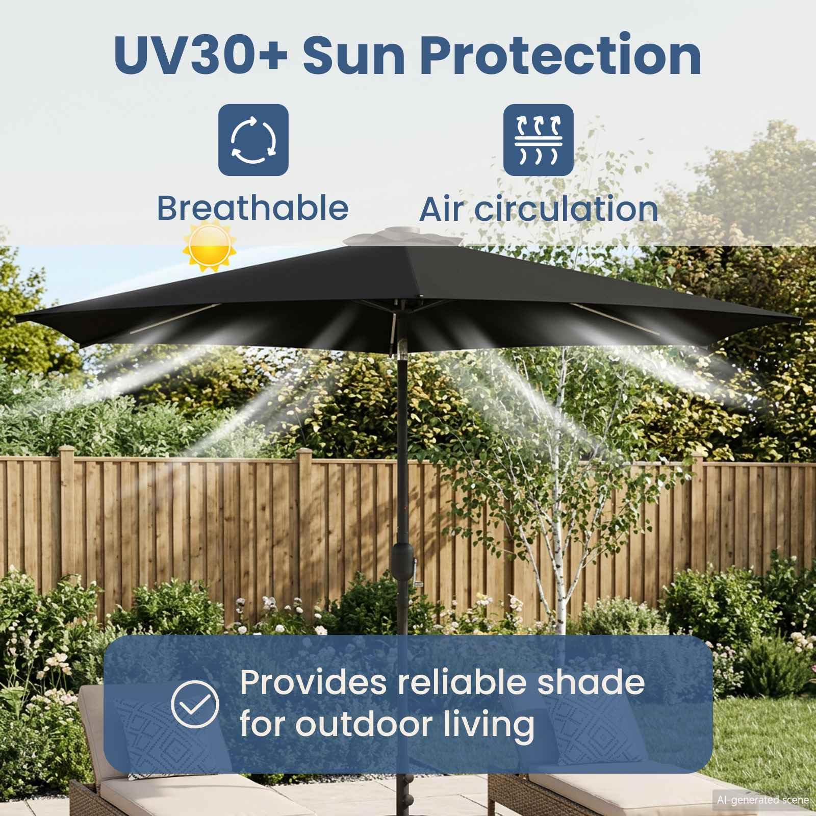 vidaXL Parasol ogrodowy z oświetleniem LED i podstawą 300 x 300 cm