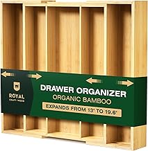ROYAL CRAFT WOOD Bamboo Kitchen Drawer Organizer - Utensil Drawer Organizer