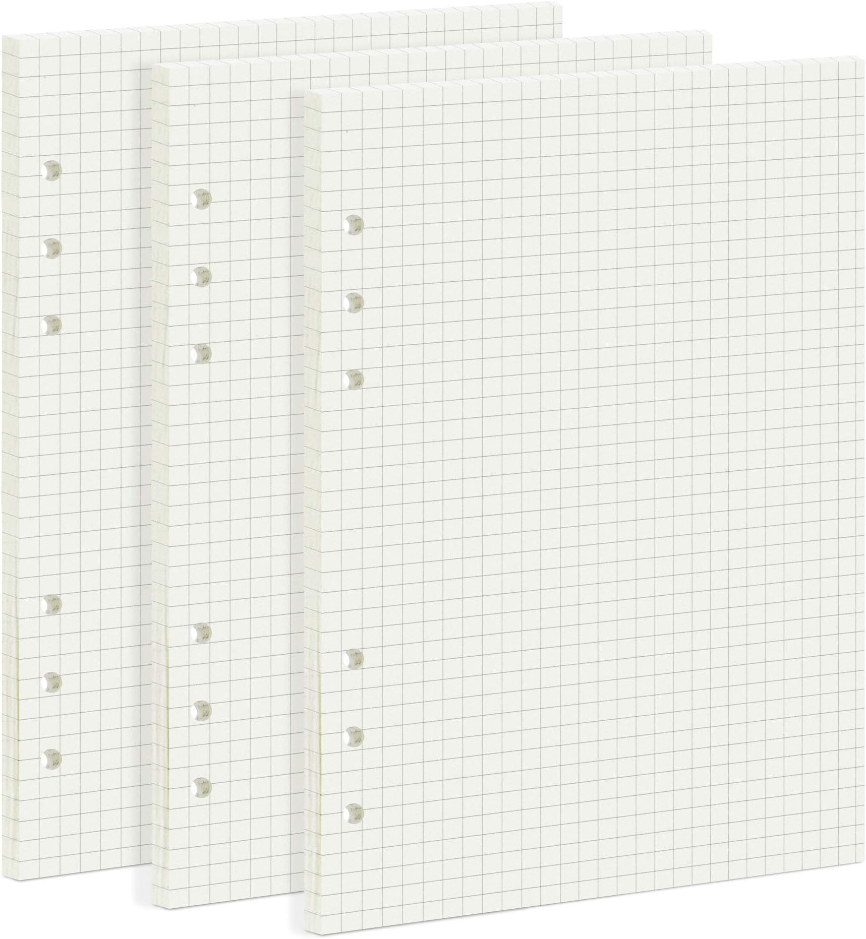 K-Musculo 135 Sheets Planner Refill Paper 5mm Squared Inserts Paper A5 6 Holes Binder Grid Notepaper for Filofax Bullet Journals Diary (8.26x5.59 Inch)