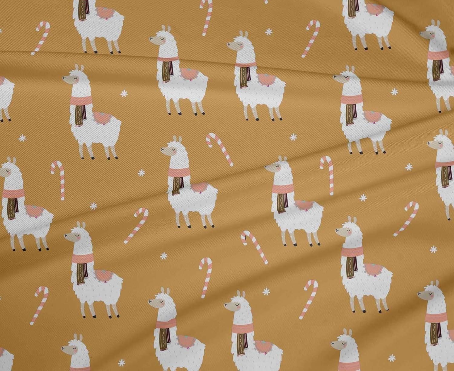oneOone Polyester Spandex Dark Beige Fabric Sheep & Candy Stick Cartoon Quilting Supplies Print Sewing Fabric by The Yard 56 Inch Wide