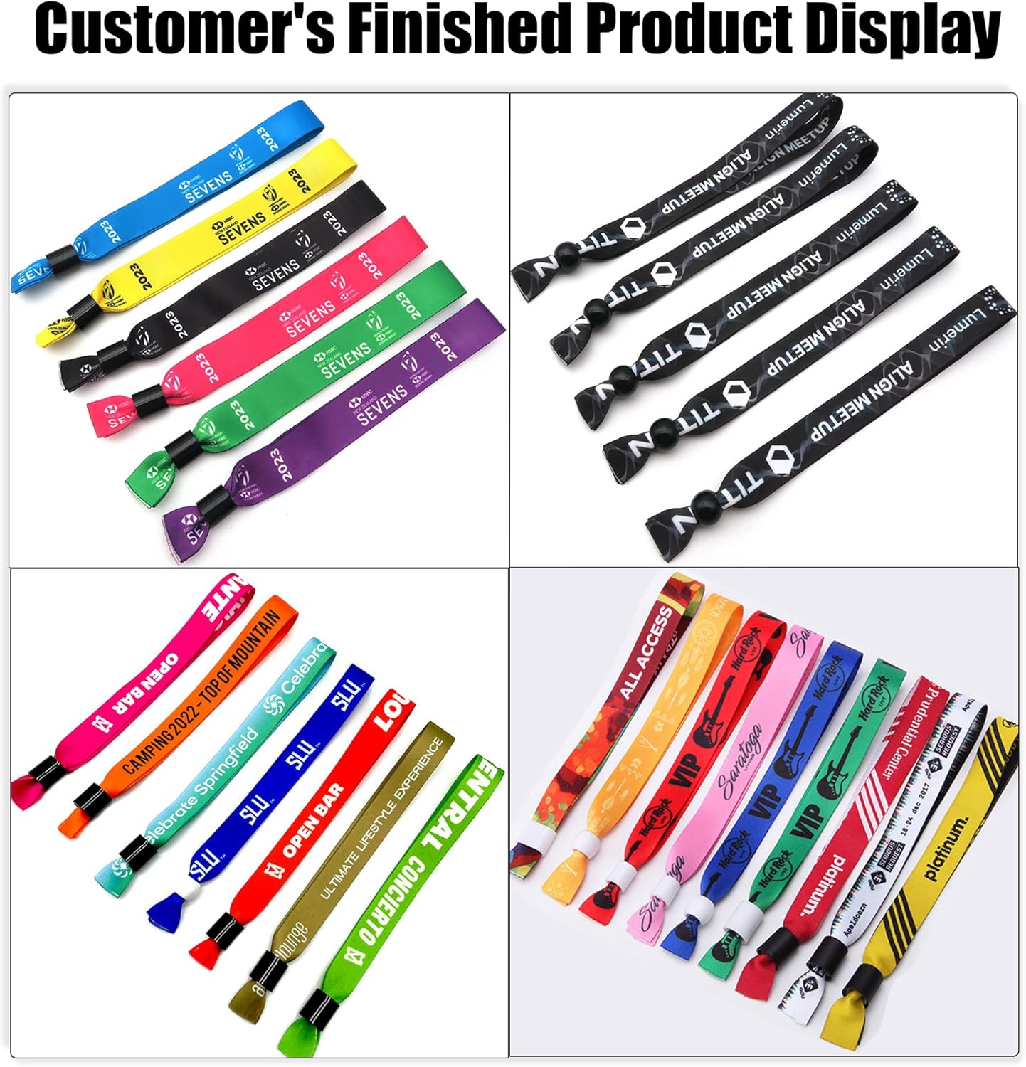 50-5000 Pcs Custom Cloth Wristbands, Personalized VIP Adjustable Reusable Ribbon Wrist Bands, Bulk Party Promotional Concert Club Wristbands