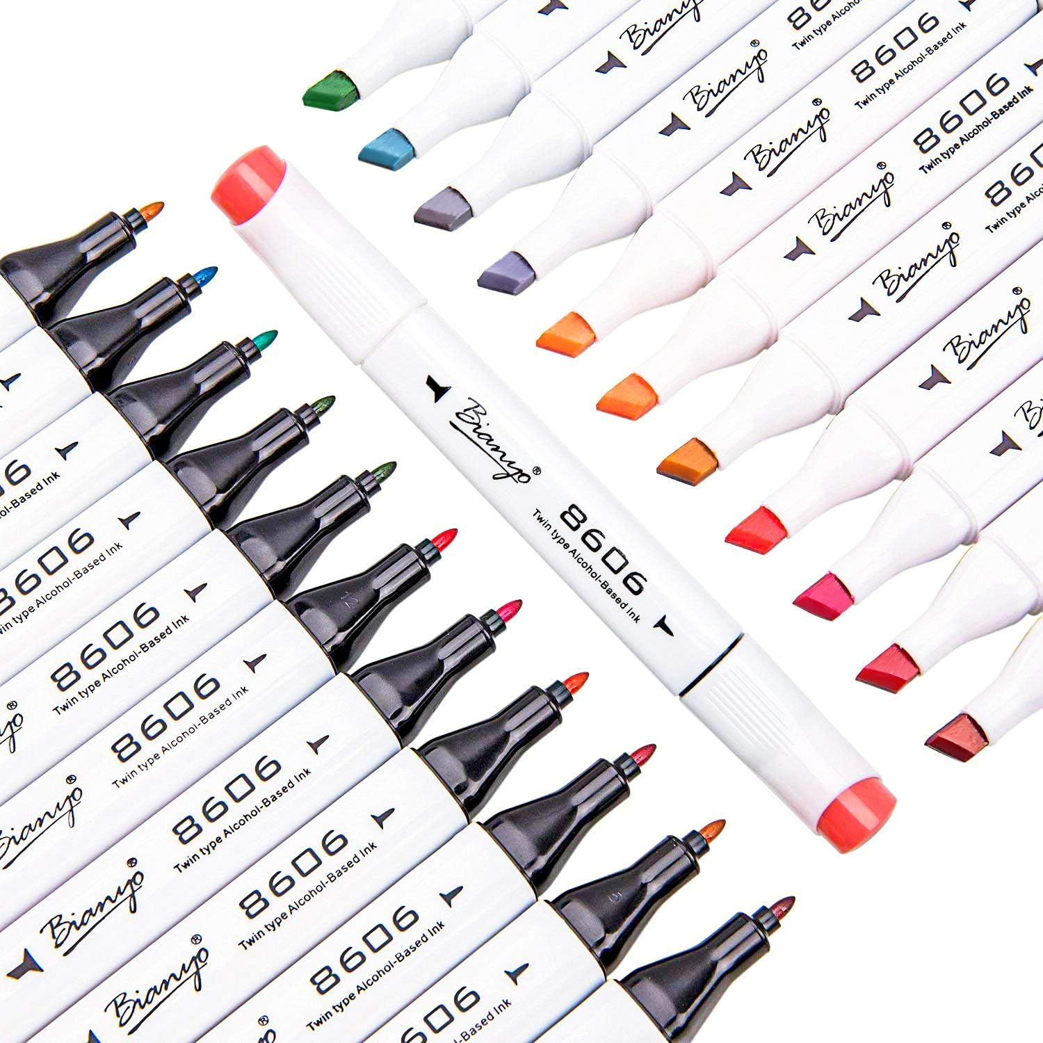 Bianyo 180 Colors Alcohol Markers Set, Dual Tip Fine & Chisel Markers for Adult Coloring, Drawing & Sketching, Popular Color Collection with Black Canvas Bag – High-Value Set for Artists - Image 9