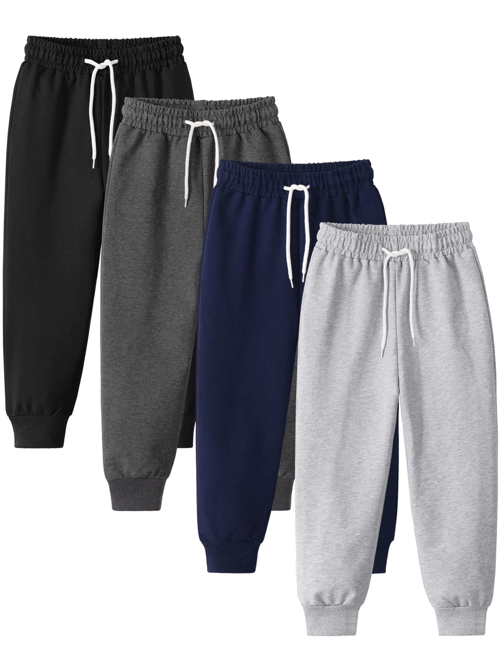 4 Pack Toddler and Boys Sweatpants Athletic Cotton Jogger Pants for Sports