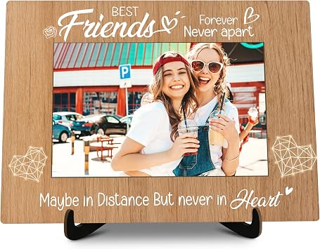Friends Pictures Frame, Best Friends Forever Never Apart Photo Frame with Stand, Friendship Gifts for Best Friend, Farmhouse Home Living Room Bedroom Office Decoration -a45