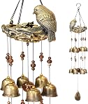 Bird Nest Wind Chimes,Wind Chimes for Outside with 12 Wind Bells for Glory Mothers Love Gift,Bird Bells Chimes Hanging Decoration for Outside Garden Yard Church, Bronze Wind Chimes