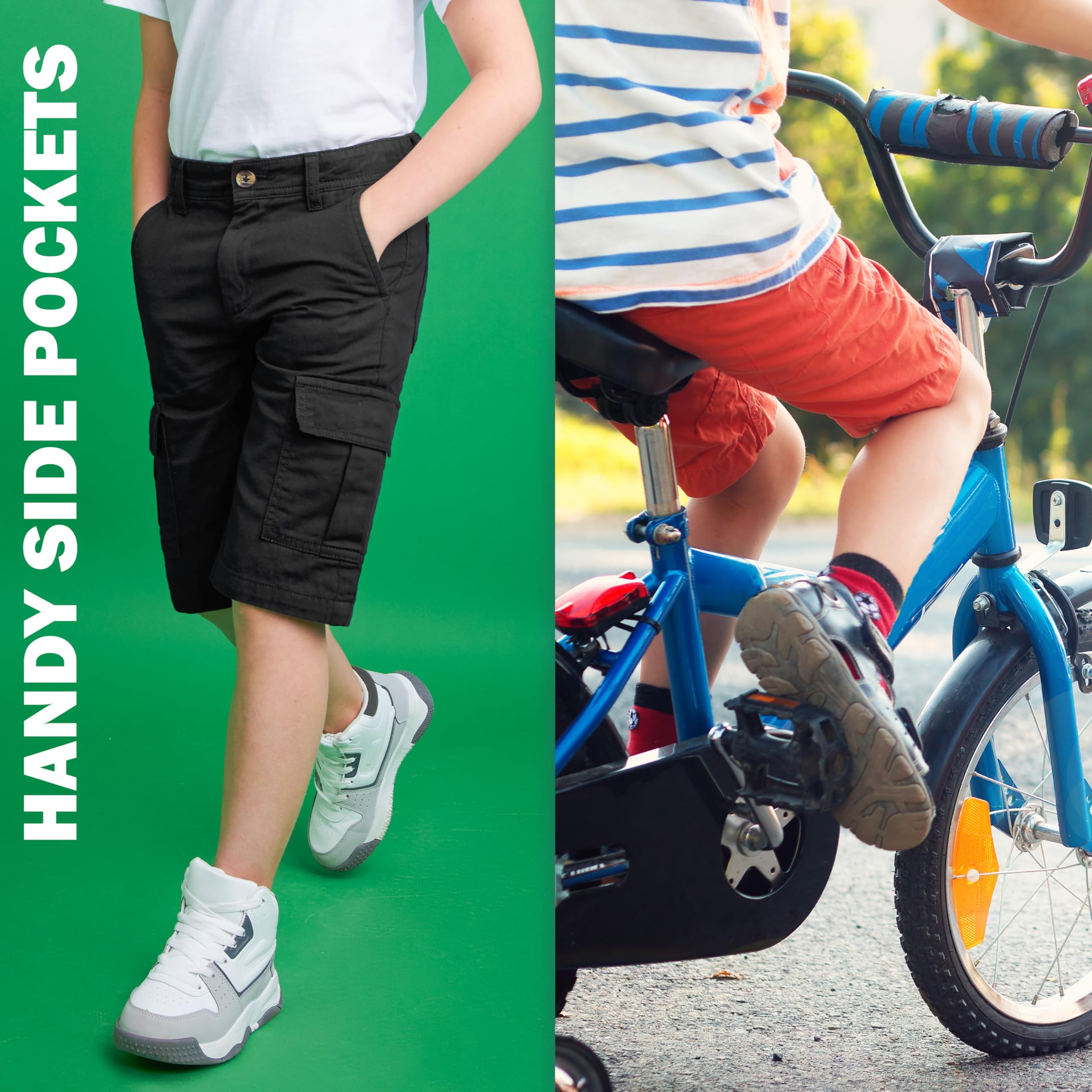 CityComfort Cargo Shorts Jungen, Kurze Cargohose Jungen mit Taschen & Elastischem Bund