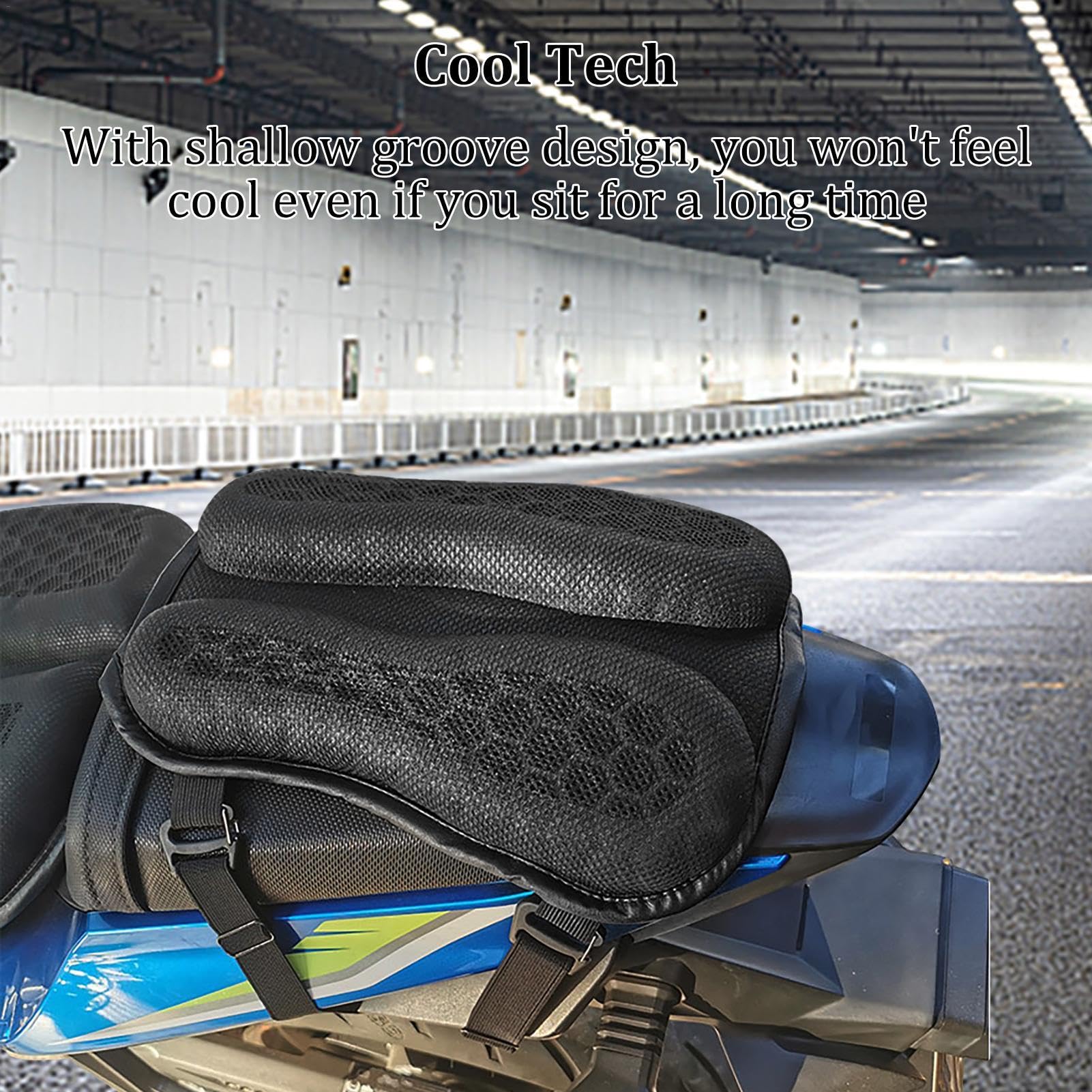 Cuscino Per Moto Elasticizzato E Rinfrescante - Cuscinetti In Gel Per Sedile Posteriore Per Moto | Comoda Sella Per Moto | Cuscino Del Sedile Del Passeggero Con Imbottitura In Gel Per Viaggi Lunghi Co