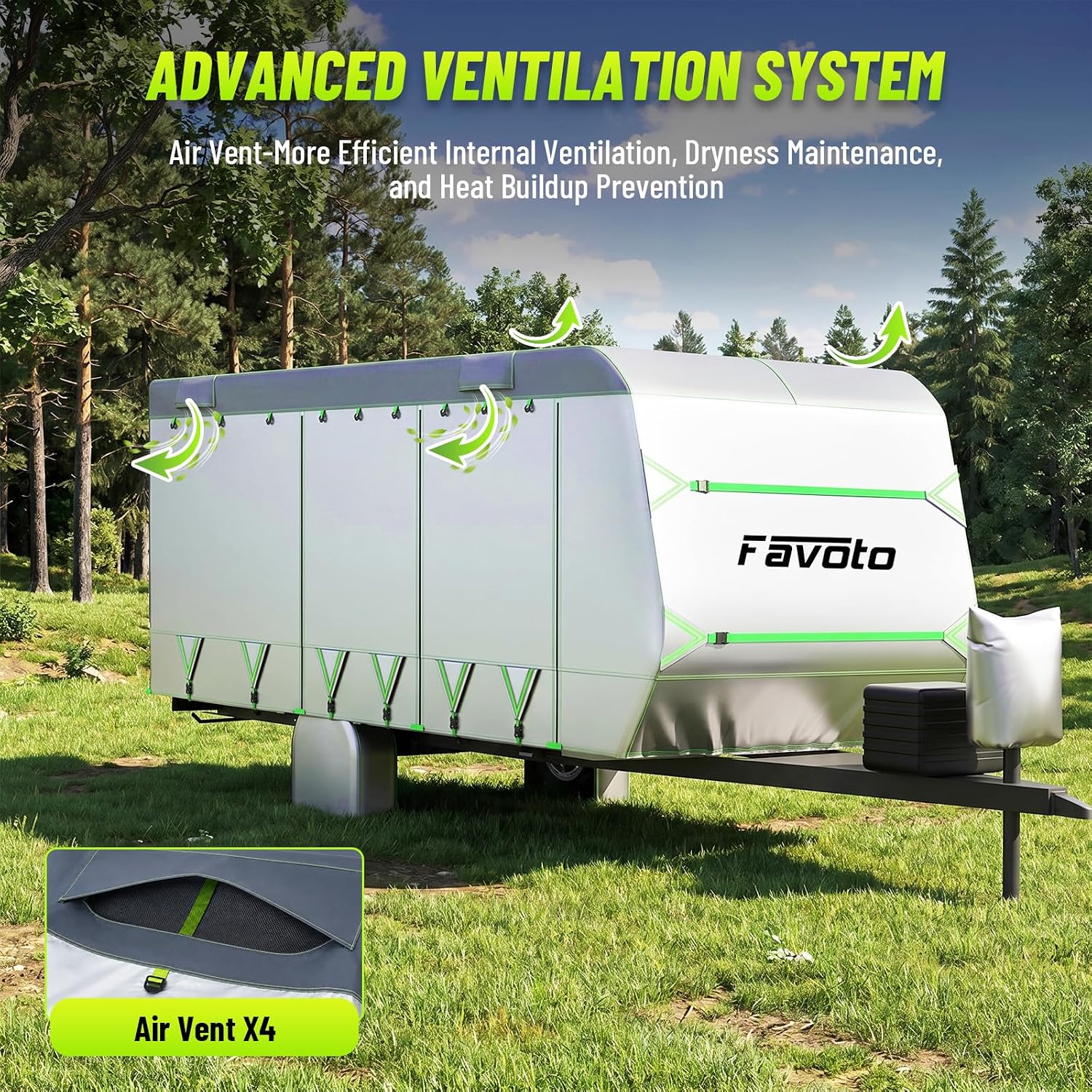 Favoto Travel Trailer Cover Waterproof - 27-30ft RV Cover Oxford Heavy Duty UV-Resistant Camper Cover with Windproof Straps Tongue Jack Cover＆Gutter Cover Snow Rain Sun Dust Outdoor Protection