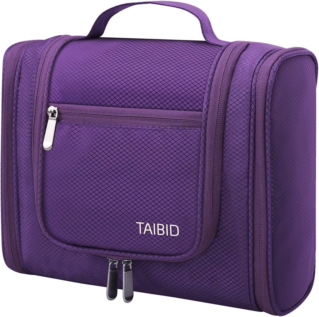 Large Hanging Travel Toiletry Bag for Men and Women Waterproof Makeup Organizer Bags wash bag Shaving Kit Cosmetic Bag for Accessories, Shampoo,Bathroom Shower, Personal Items Purple