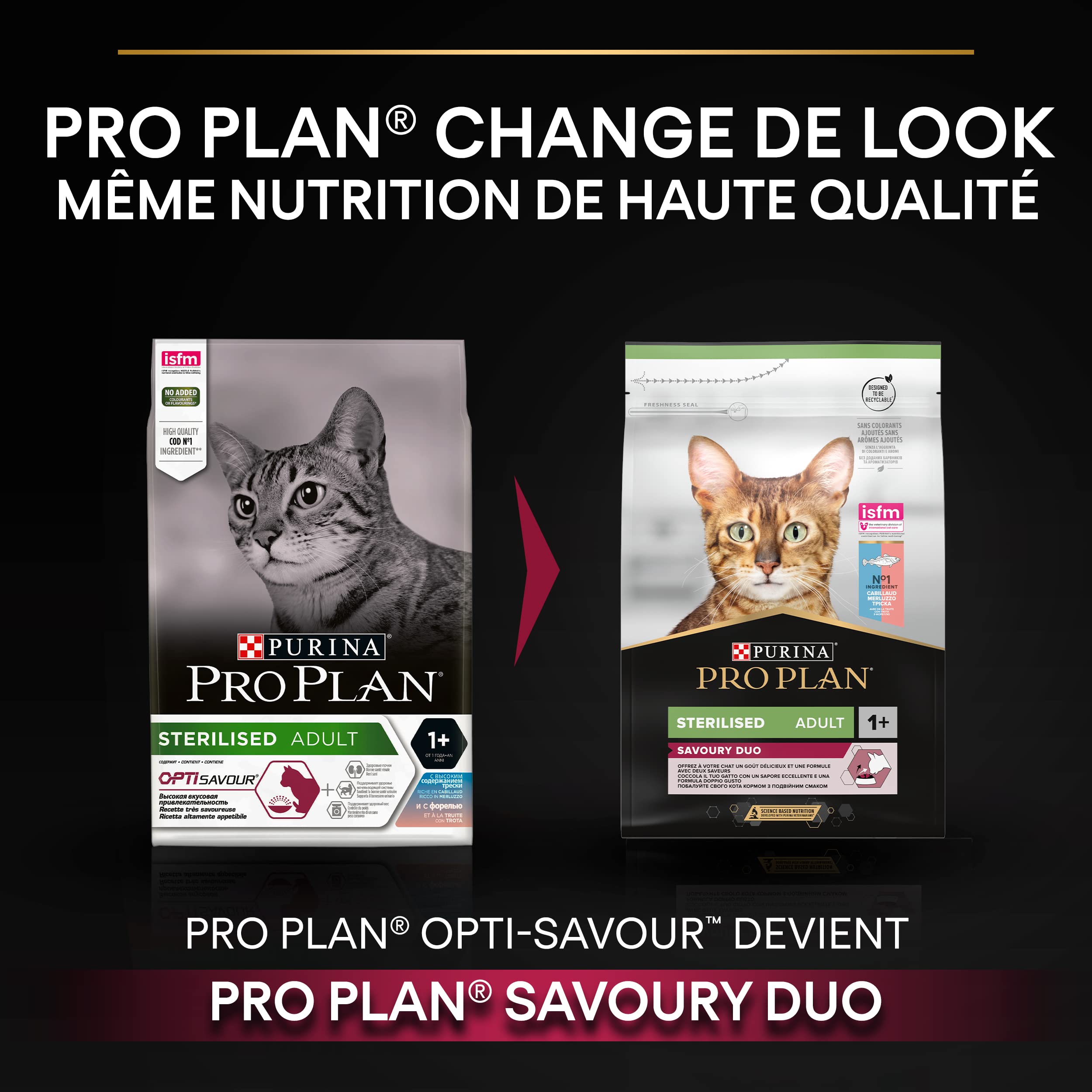 PRO PLAN Sterilised Adult Savury Duo Cabillaud y Trucha 3 kg | Croquetas Gato Esterilizado Sabor Cabillaud y Trucha - Alto contenido de proteínas, bienestar urinario - Salud del Gato