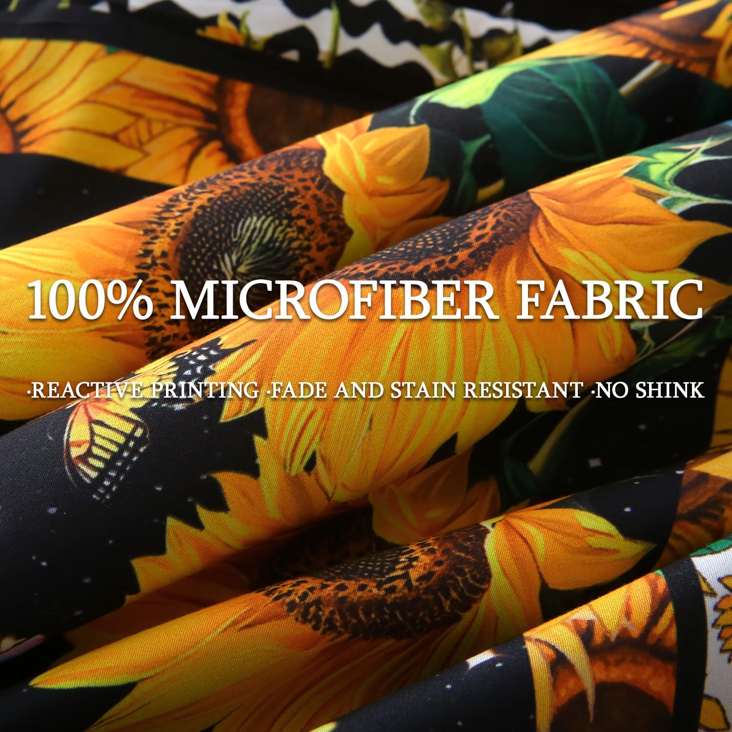 JQinHome Sunflower Comforter Set Full for Girls Women,8 Piece Bed in A Bag 3D Black Sunflower Theme Butterfly Bedding Set with Sheet Set(Black) - Image 7