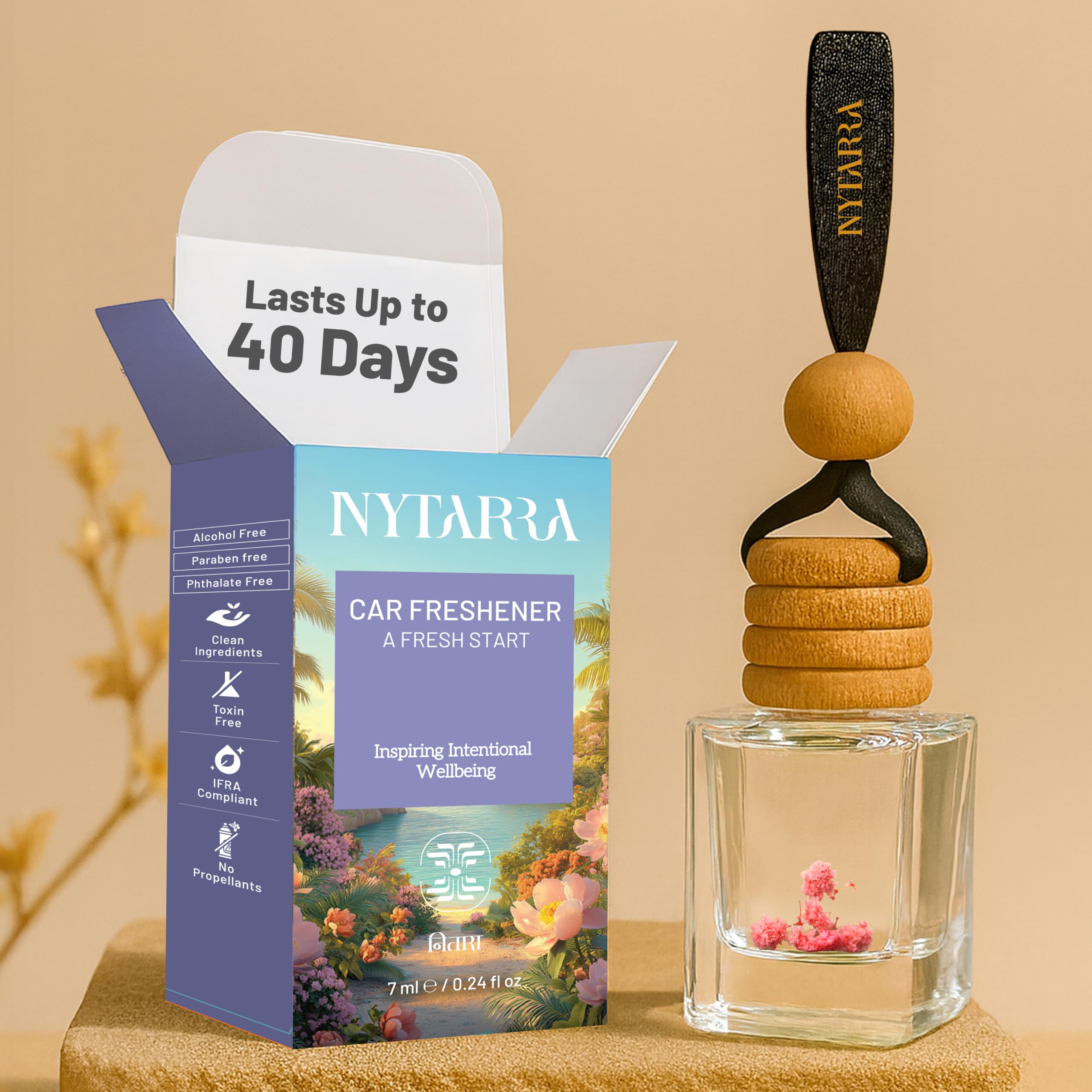 Nytarra Car Fragrance Diffuser - A Fresh Start | Long-Lasting Premium, All Natural Car Air Freshener | Pink Peony & Nectarine | No Aerosols, No Alcohol, No Artificial Fragrance-image-44