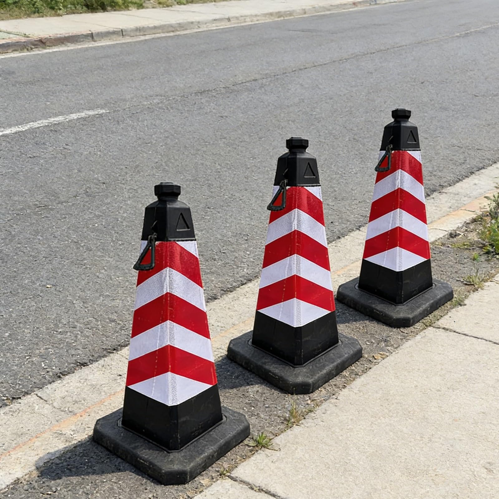 Conos Señalizacion, Conos de Advertencia de Plástico, Base con Peso, Alta Visibilidad, para Estacionamientos, Construcción de Edificios, Carreteras (3 Unidades)(Yellow)