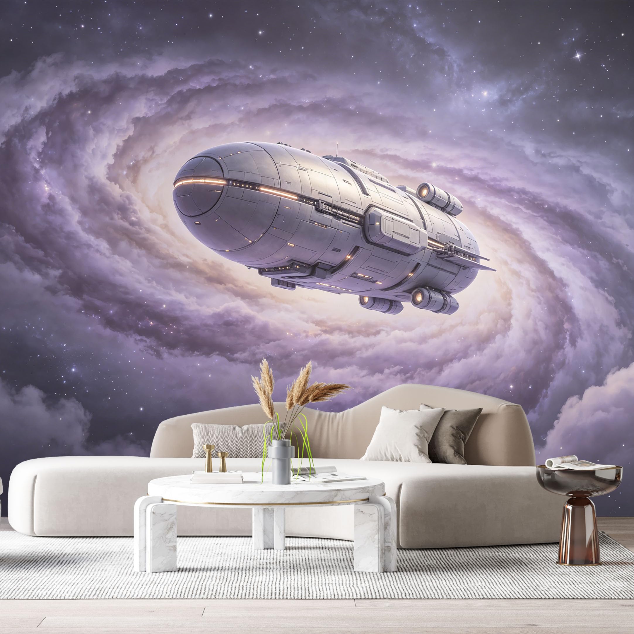 Custom Size Wall Mural Futuristic Spaceship Galaxy Voyage Science Fiction Starfield SelfAdhesive Art Prints Removable Large Wallpaper Boy Bedroom Esports Room Game Room Tenant Room Studio