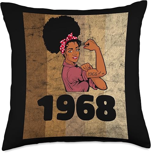 Black Pride Melanin Queen African American Gifts Vintage 1968 edición limitada 55 cumpleaños afro para niñas y mujeres 18 x 18 pulgadas multicolor
