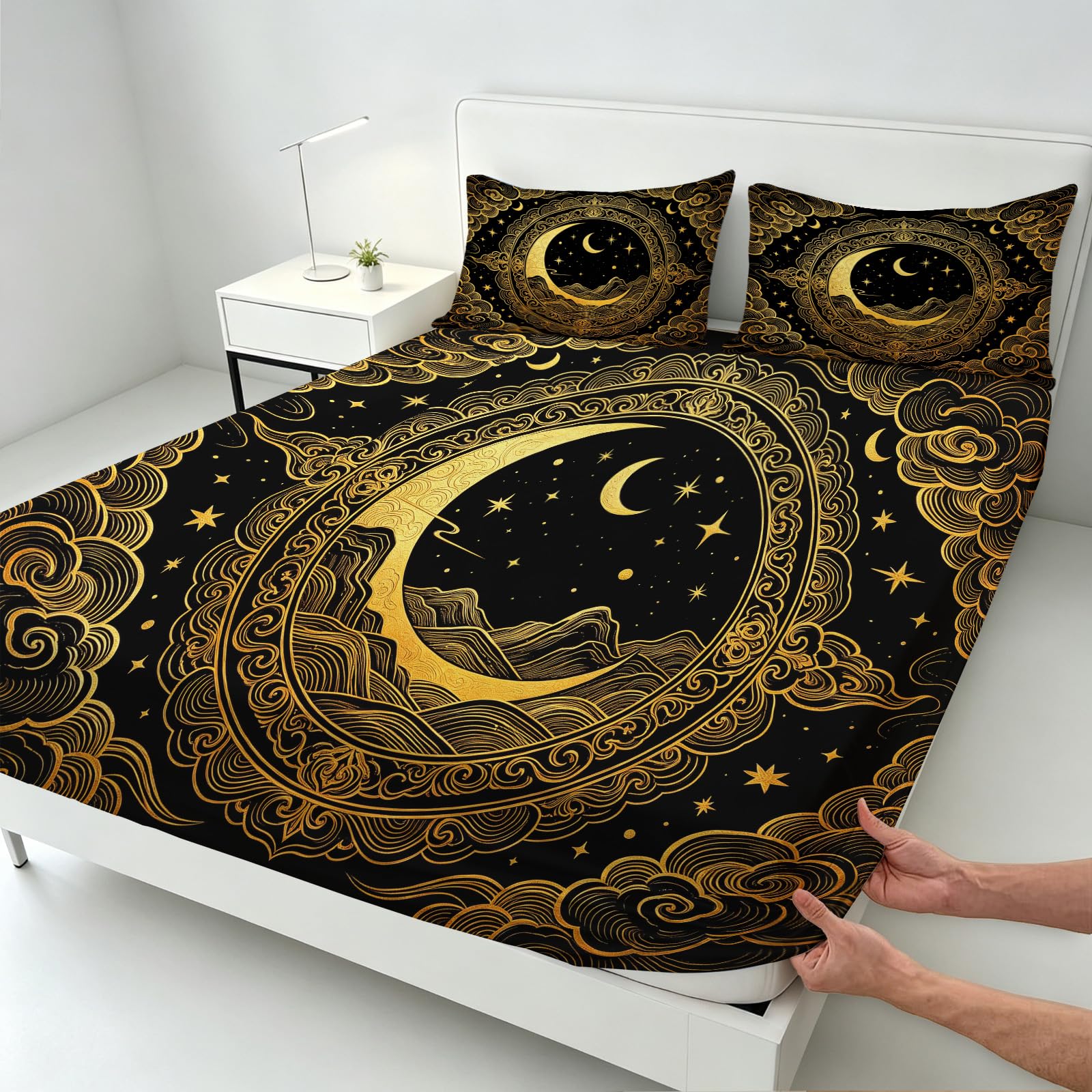 3D Druck Stern und Mond Geheimnisvolle Sternbilder Spannbettlaken