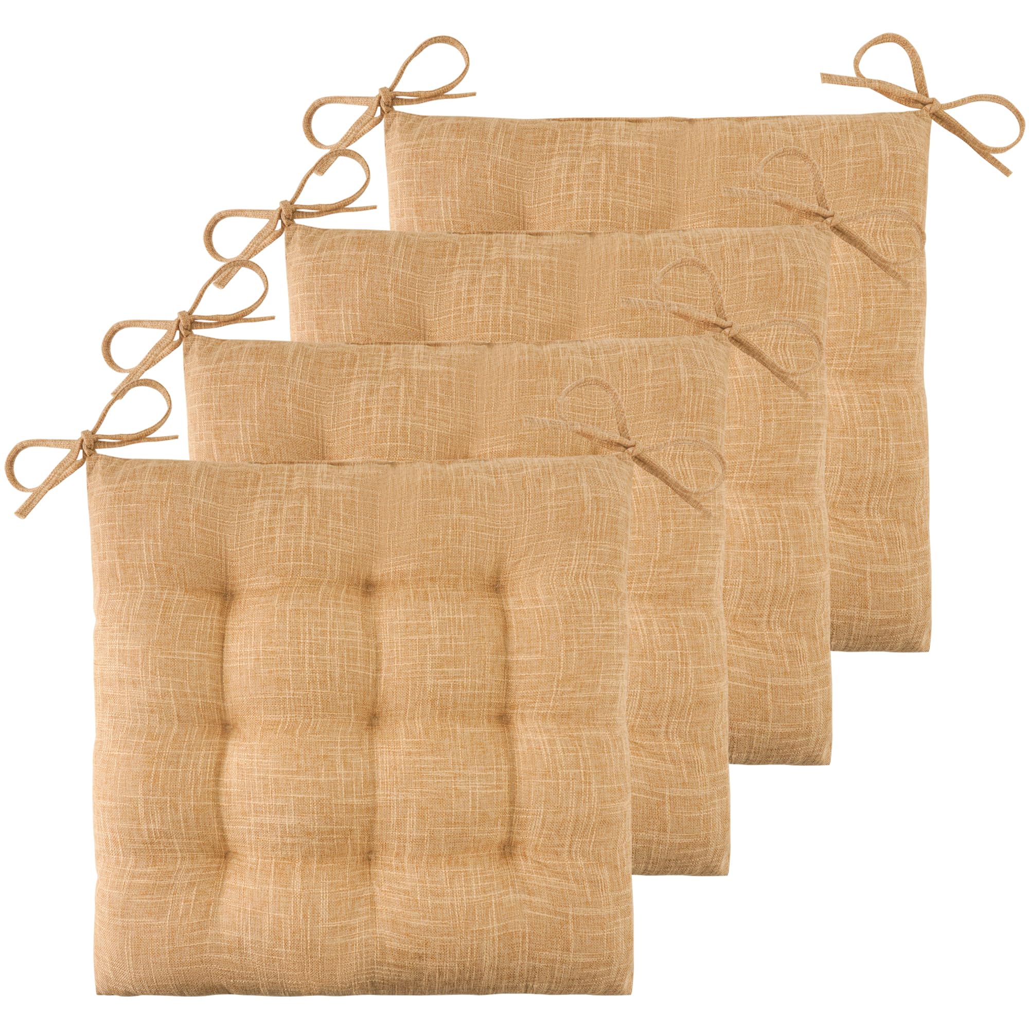 ELFJOY 4 Pack Chair Cushions for Dining Kitchen Chairs 18 Inches Seat Cushion Pads Warm Thick Tufted Textured Comfort Chair Cushions for Office with