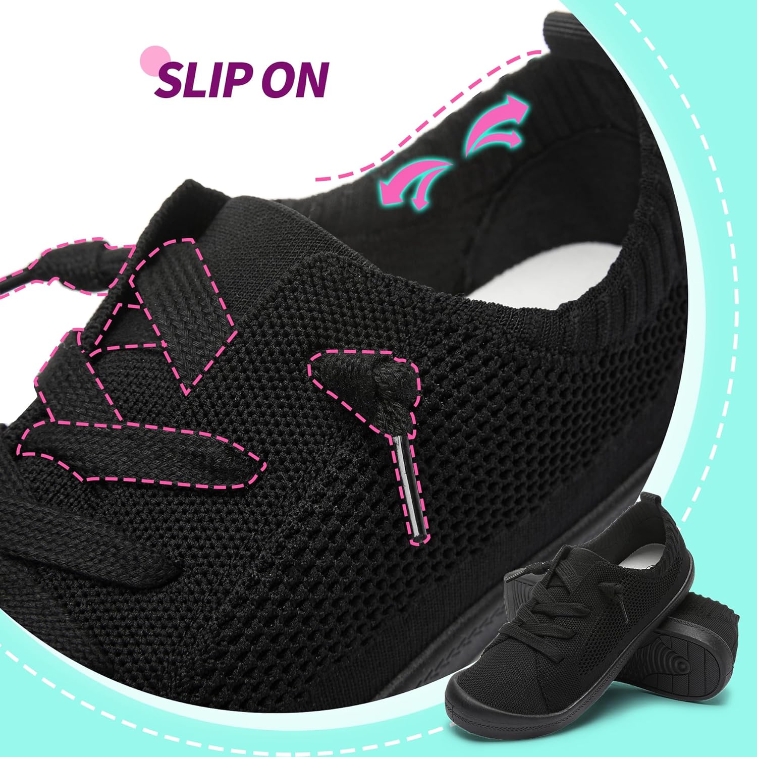 ALTOCIS Women's Knit Slip On Sneakers Ladies Elastic Low Top Flats Lightweight Breathe Mesh Fashion Sneakers Cute Flying Woven Loafers - Image 4