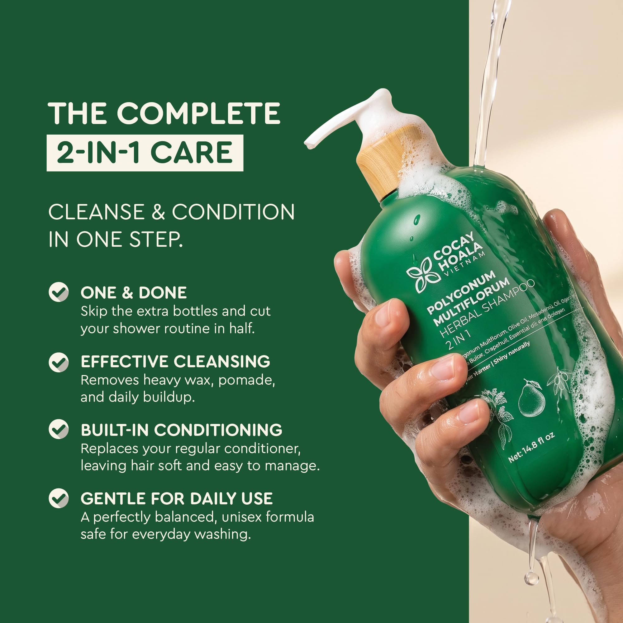 Hair Growth Shampoo with Polygonum Multiflorum, 14.8 oz, 2-in-1