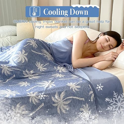 Miniatura 2 de OMERAI Manta refrescante para personas que duermen con calor, manta de verano transpirable con árboles de coco, manta fresca ligera para sudores