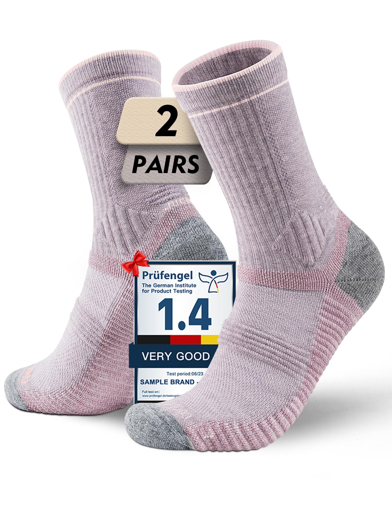 Juclise Sommer Merinowolle Wandersocken für Damen mit Kompression Anti-Blasen-Polsterung atmungsaktiv anti-schweiß
