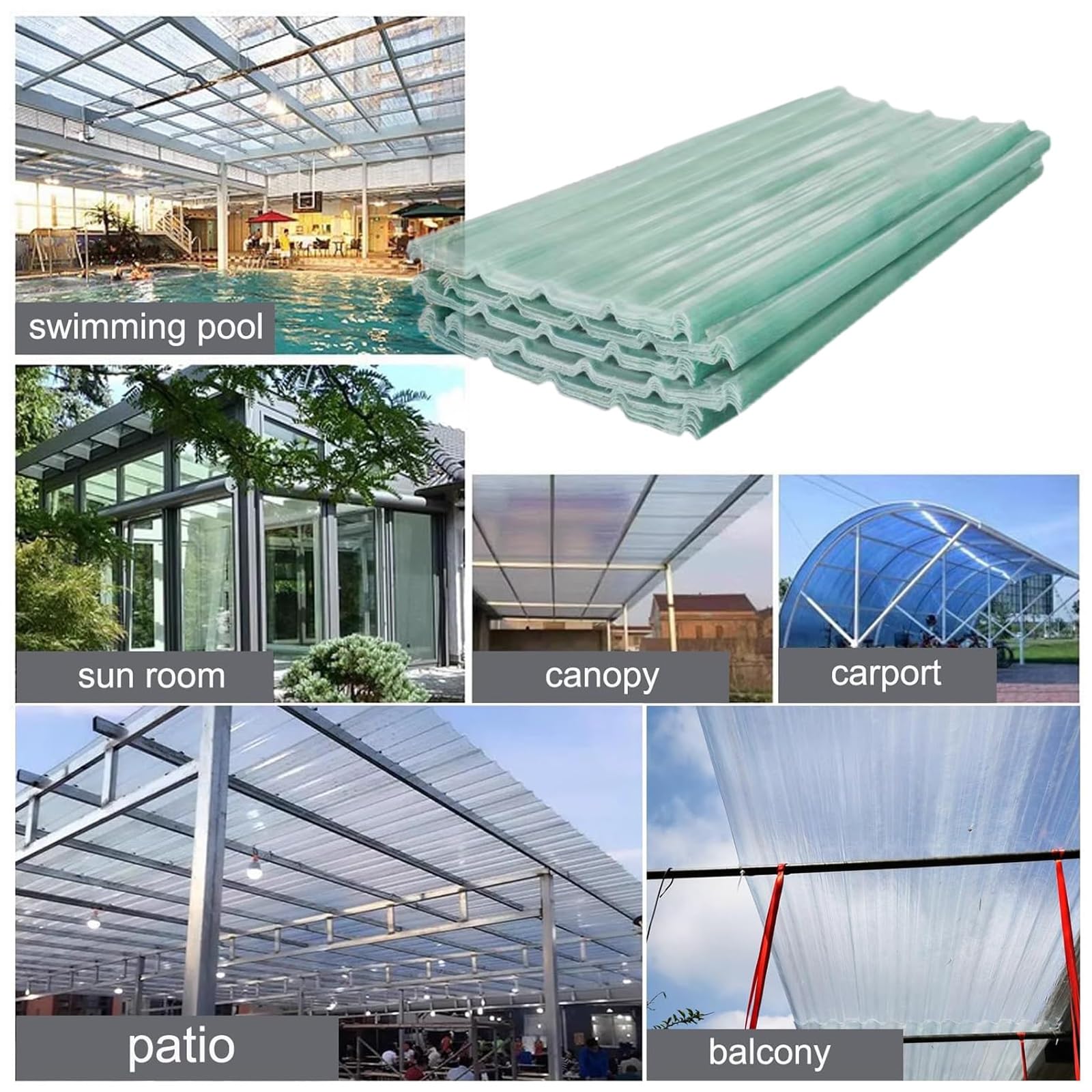 QWEASDF Chapa Tejado,Placa Ondulada FRP,Paneles for Tejado,Placas Techo Resistente a La Intemperie,Plancha Transparente Anti-UV,Chapas Techo con Tornillos,para Garajes(7pcs,0.9 * 0.6m/35 * 24in)