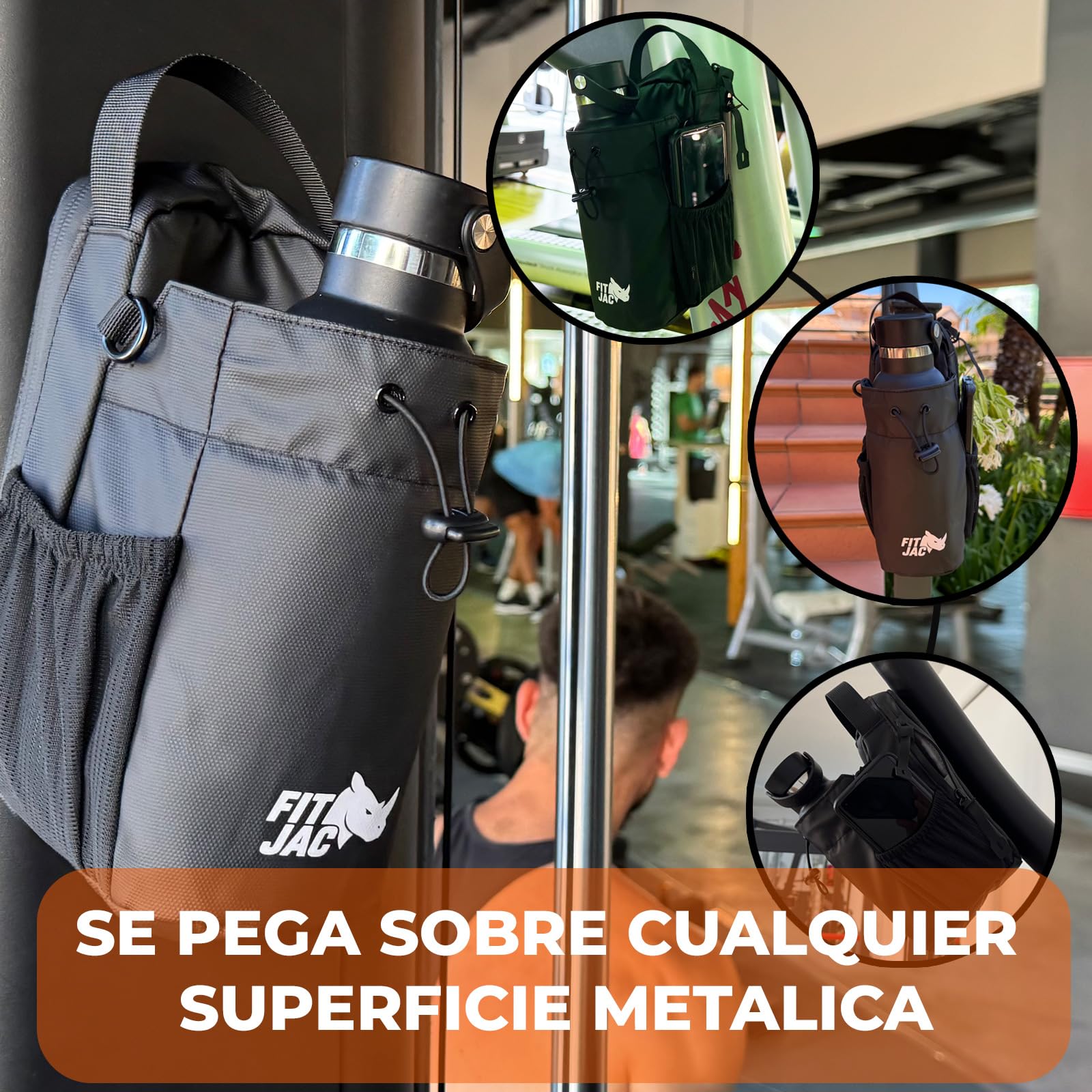 Bolsa Deportiva Magnética de Gimnasio | Bolso Deportivo con Imanes | Impermeable y Compacta | Mantén tu Móvil, Botella y Llaves Siempre a Mano | Unisex para Gym o Fitness (Negro)