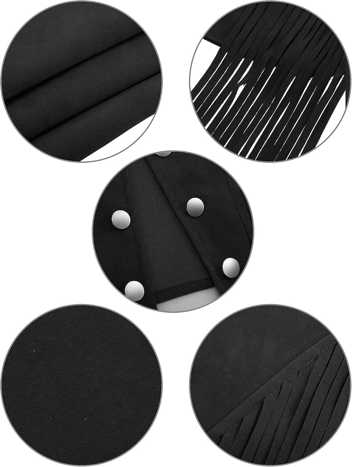 Yaomiao 70s Hippie Womens Fringe Vest Western Felt Cowgirl Hat Cowgirl Costume Rivets Sleeveless Faux Suede Tassels Jacket - Image 3