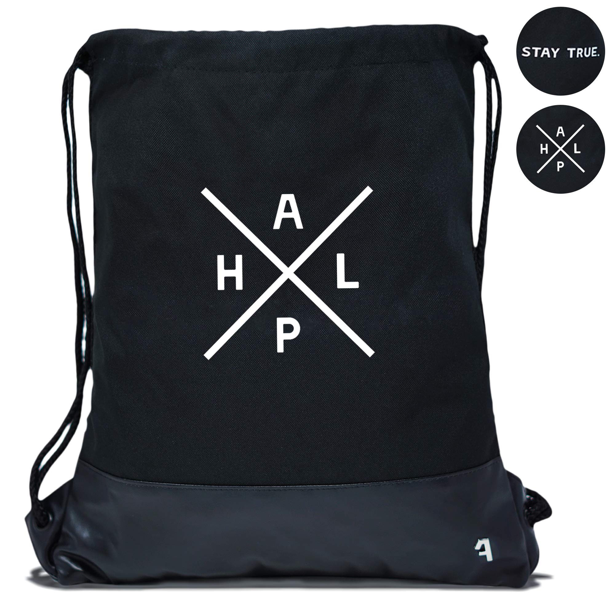 AlphachoiceGym Bag Backpack Women's and Men's Hipster Sports Bag with Waterproof Zip Compartments and Vegan Leather - Black