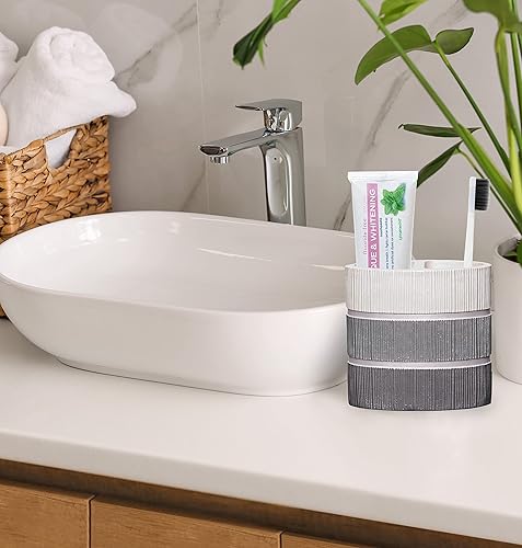 Miniatura 4 de Zahari Home Modern Line - Juego de 4 accesorios de baño modernos, dispensador de jabón, vaso, portacepillo de dientes y soporte para jabón de