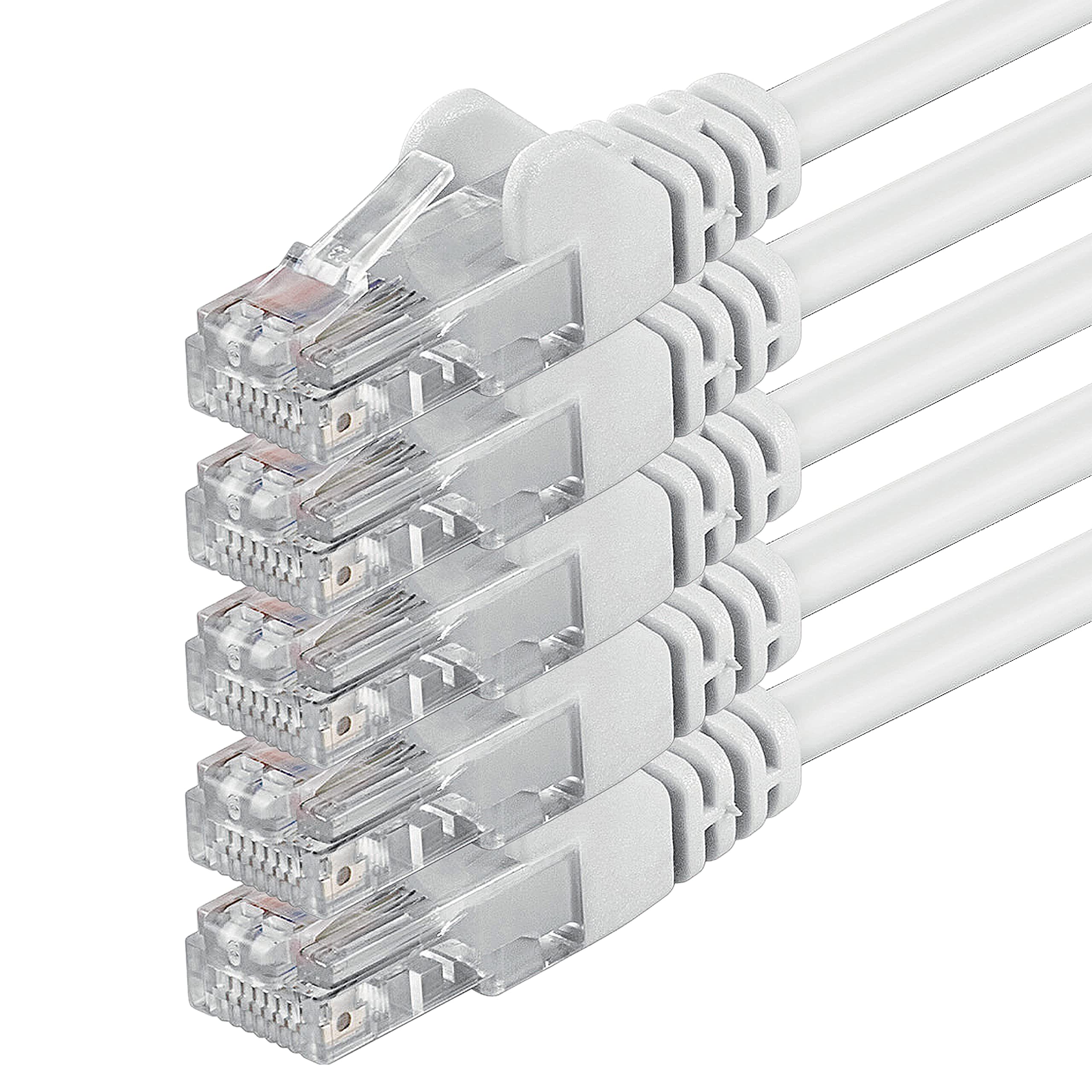 1aTTack.de 0,5m - weiß - 5 Stück - (PACK) - CAT.6 CAT6 Ethernet-Lan-Netzwerk-Kabel 1000 Mbit/s Patchkabel