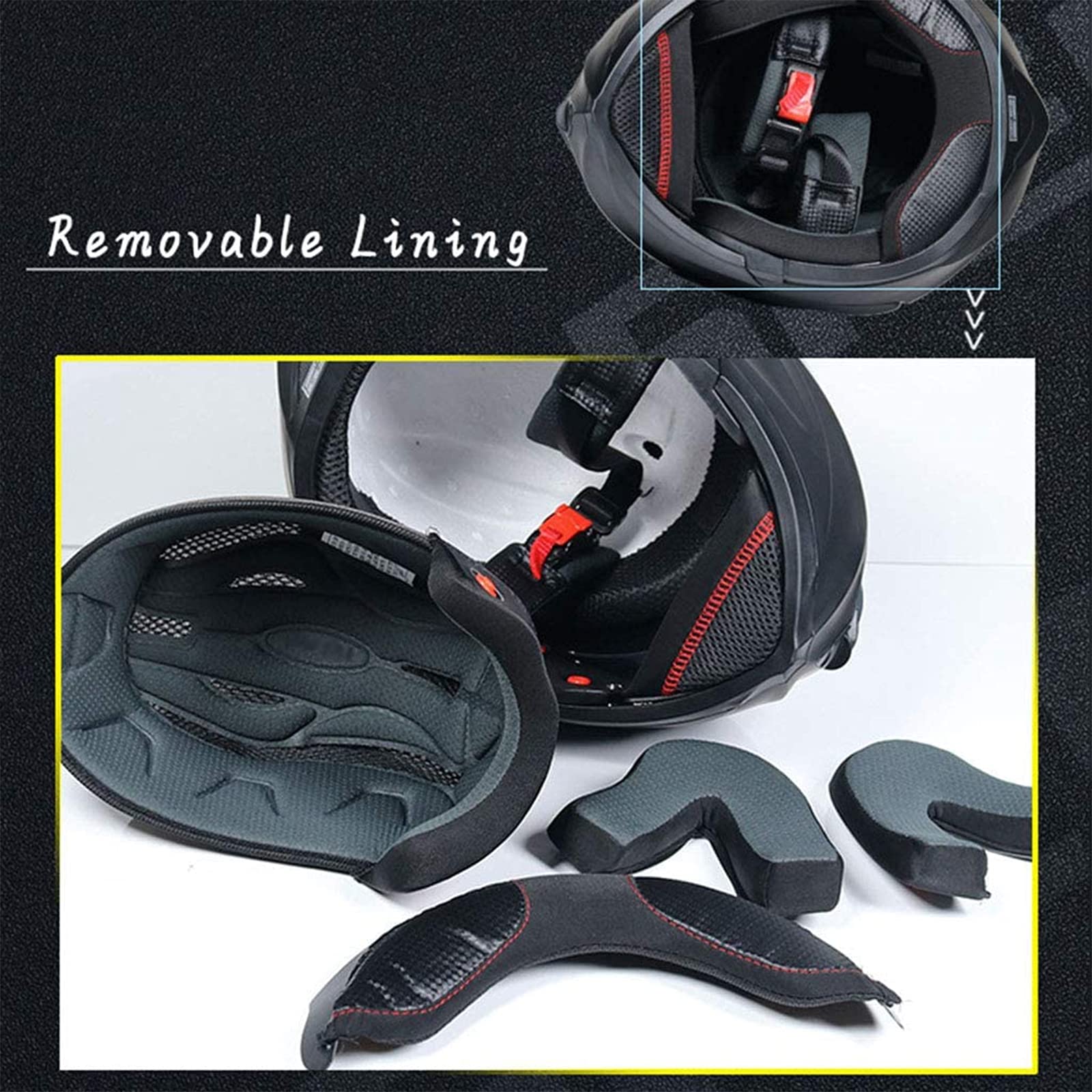Casco moto bluetooth anti-appannamento doppia visiera casco integrale modulare moto locomotiva casco sicurezza apribile, omologato ECE nero lucido nero opaco (55-62 cm),C,M