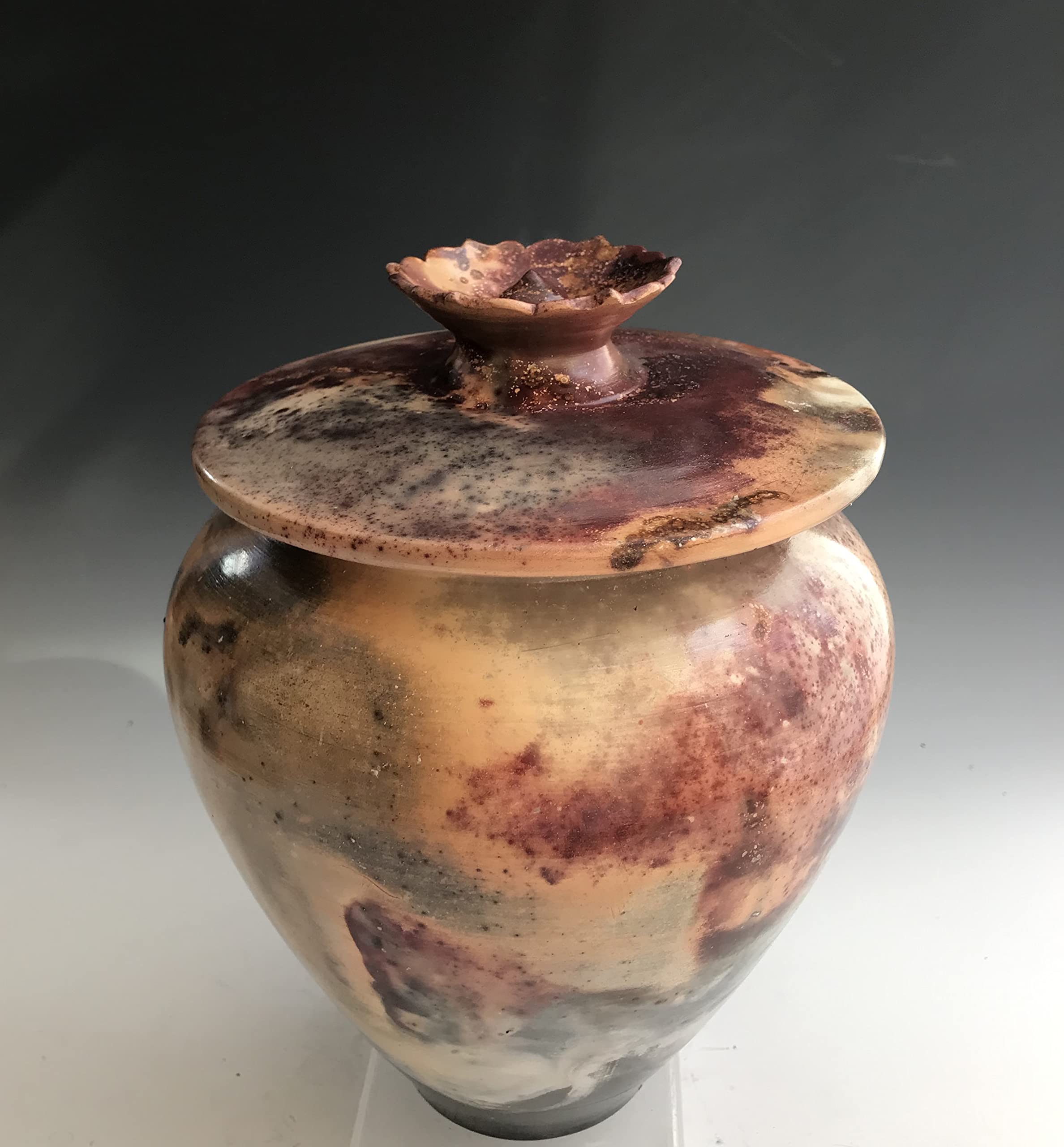 Ceramic Cremation Urn for Ashes, Copper Raku Funeral Vessel, SacredUrnsEtc by Susan Fontaine Pottery