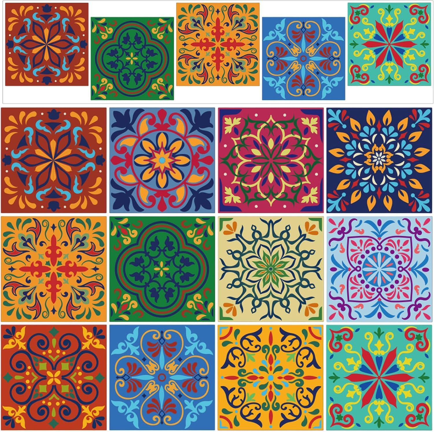 ORIGACH 12 Sheets Rub on Transfer for Crafts and Furniture Mandala & Tile Patterns Rub on Transfer Stickers Decals for Glass Wood Ceramic, DIY Scrapbooking & Home Decor, 5.51 x 5.51 Inch