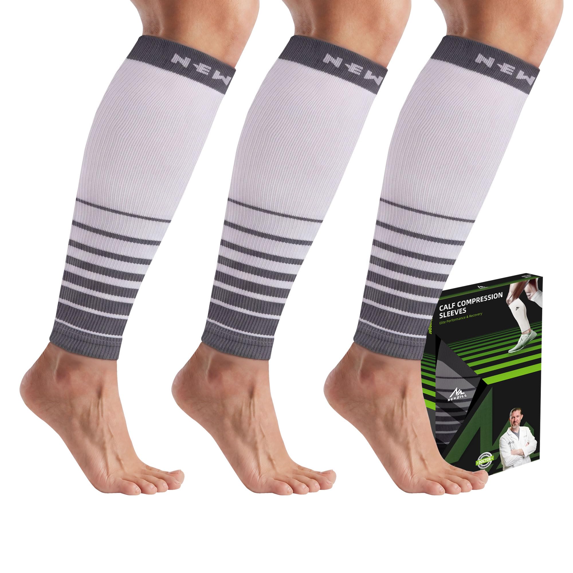 NEWZILL Compression Calf Sleeves (20-30mmHg) for Men &amp; Women Perfect Option to Compression Socks for Running Travel Nursing