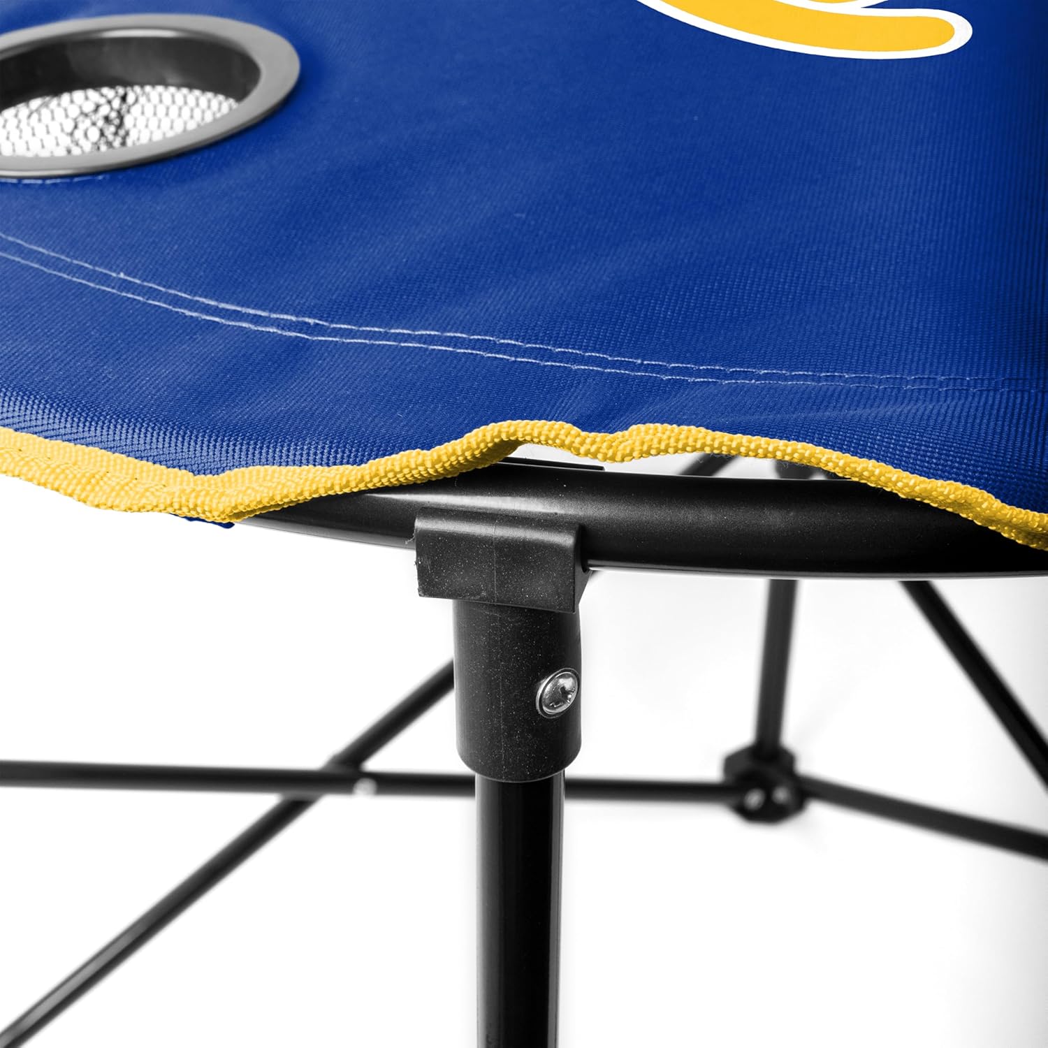 Logo Brands NCAA Pittsburgh Panthers Round Tailgating Table – Portable with Foldable Legs, 4 Cup Holders, Powder-Coated Steel, and 27.6" Surface Diameter, Team Color