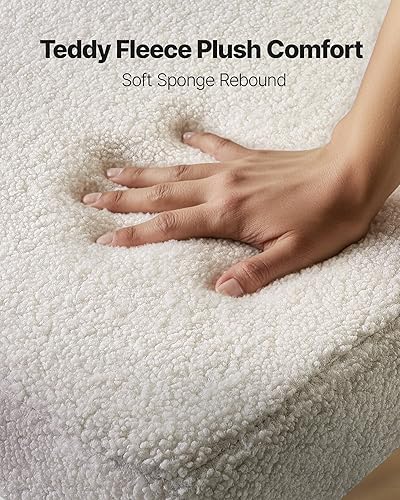 Miniatura 4 de VEVOR Boucle - Juego de 4 sillas de comedor, modernas sillas decorativas de sherpa de mediados de siglo, silla auxiliar tapizada para mesa de