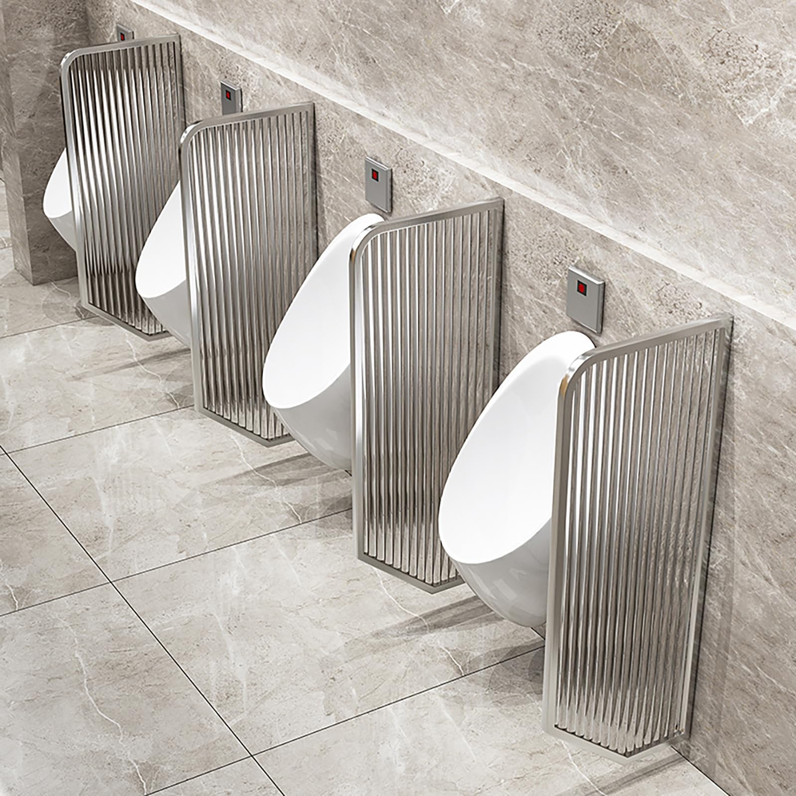 SXDMOUBK Men’s Urinal Privacy Partitions Glass Wall Toilet Partition, Silver 2PCS Wall Mounted Home Improvement Restroom Screen