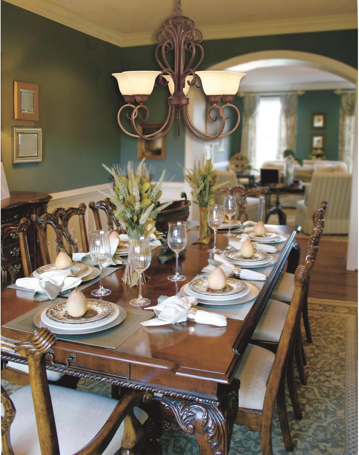 Gеt Dіѕсоunt 70% Prісе Westinghouse Lighting 6220600 Regal Springs Five-Light Interior Chandelier, Ebony Gold Finish with Burnt Scavo Glass