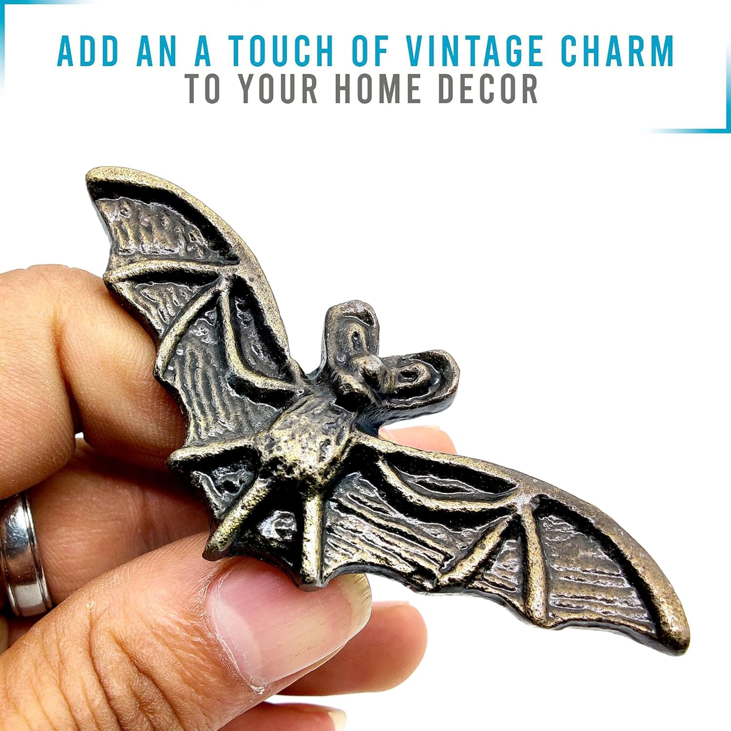 5MOONSUN5's Bat Cabinet Cast Iron Knobs 2 Pack - Decor Knobs for Kitchen Cabinet, Drawer Pull, French Vintage Verdigris Shabby Chic Dresser and Cupboard Handle