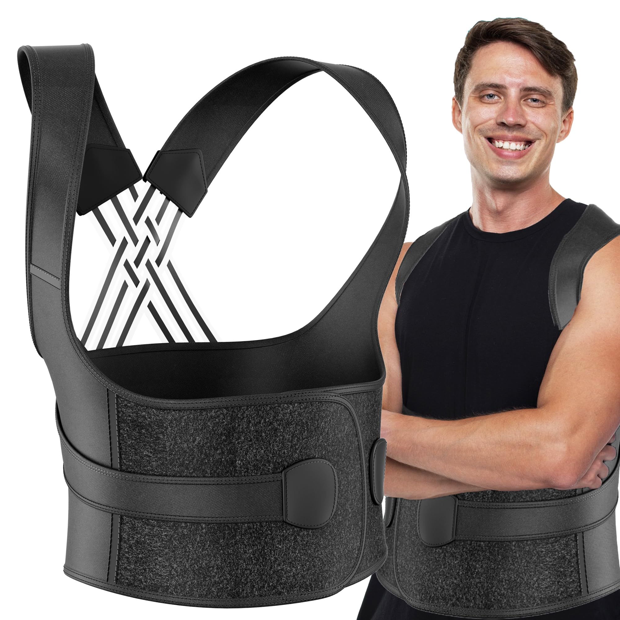 Posture Corrector for Women and Men, Back Brace, Shoulder Straightener, Adjustable Full Back Support, Upper and Lower Back Pain Relief | Scoliosis,