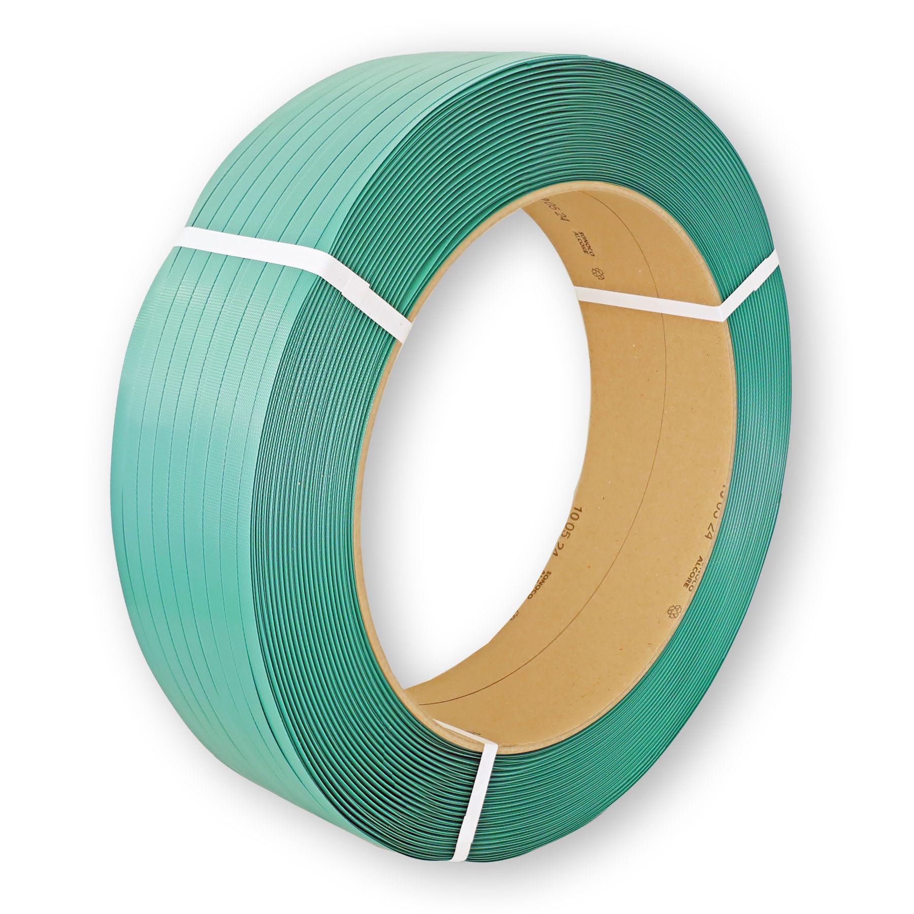 4 Rollen PET-Umreifungsband 15,5×0,90mm | Kern Ø406mm | Lauflänge 1.500m | vielseitiges Verpackungsband, speziell zur Sicherung von Paletten | geprägtes Packband | recyclingfähig und umweltfreundlich