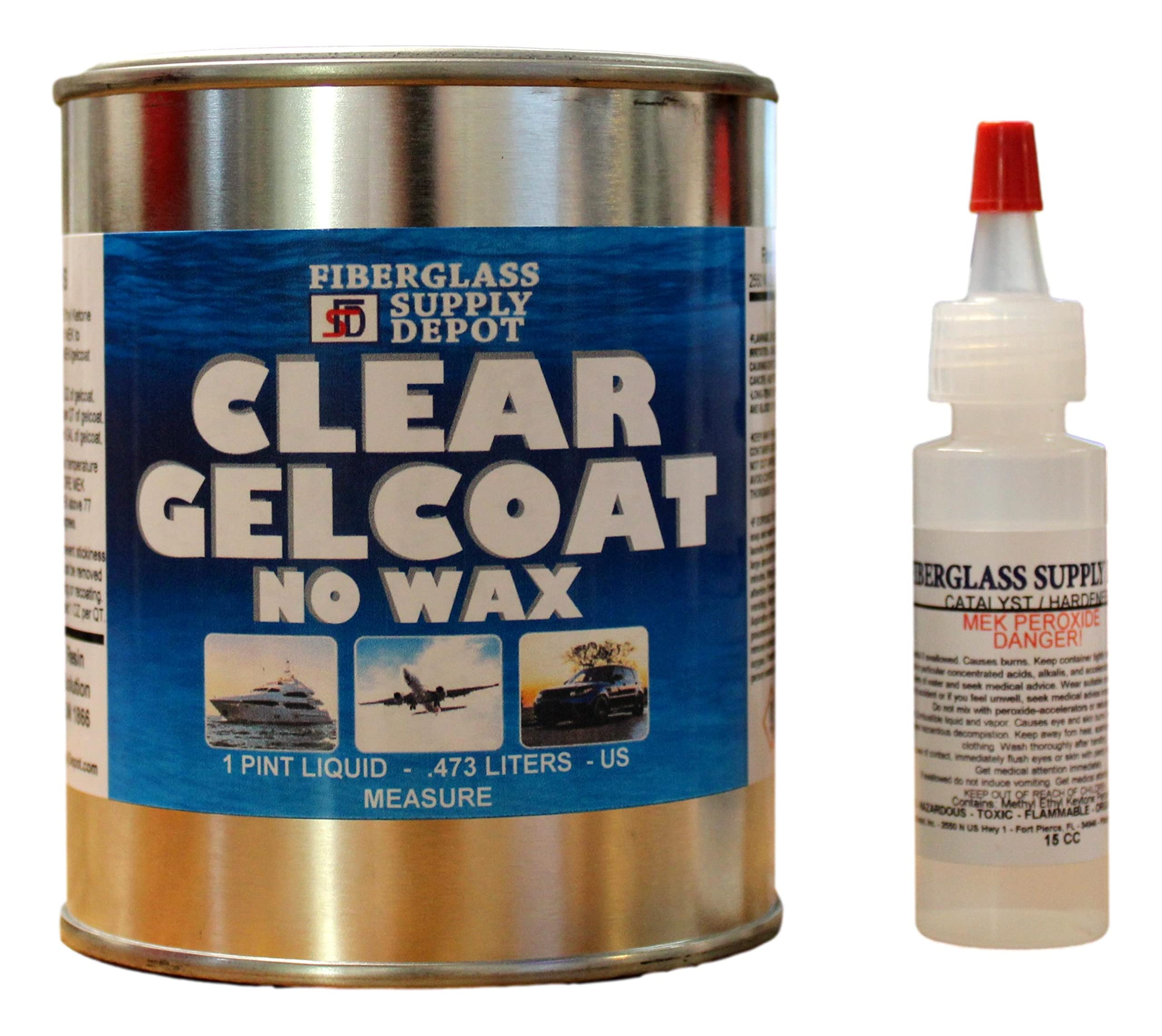 Fiberglass Supply Depot Inc. Clear UV Gelcoat No Wax Pint with 15cc Hardener (MEKP)