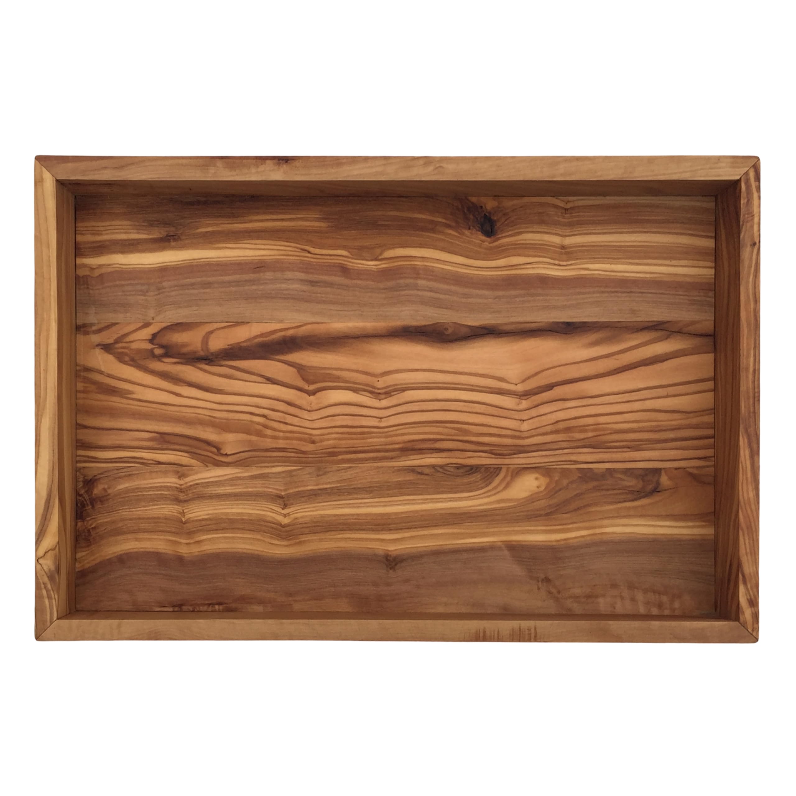 Vassoio rettangolare L. 32 cm, vassoio da portata in legno, ripiano piatto, realizzato a mano in legno d'ulivo, regalo.